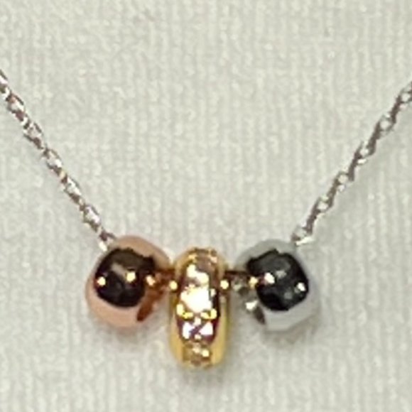 NWT ADORNIA Sterling Silver & 14K Yellow & Rose Gold Tri-Color Rings Nec… - Picture 2 of 6
